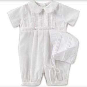 Petit Ami Baby Boys 18 Months Christening Knickers & Bonnet Set Baptism Shoes